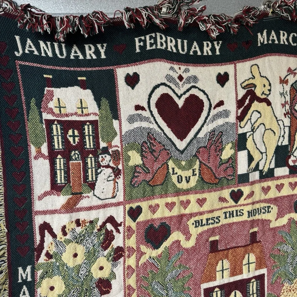 Vintage Tapestry Blanket Throw Home Is Where The Heart Is 60 x 44